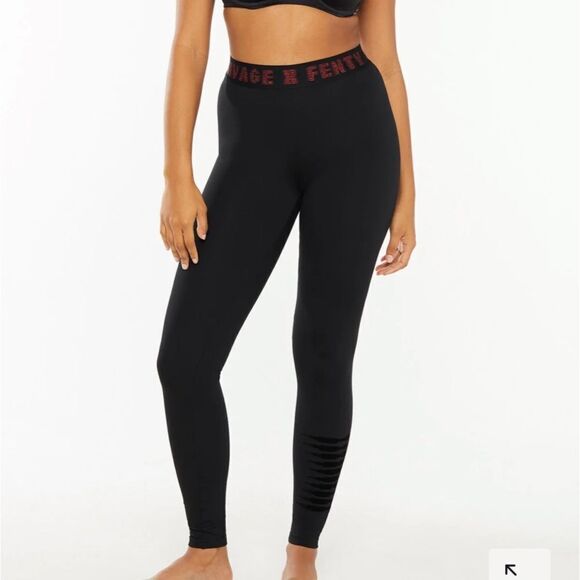 Savage X Fenty Legging Black caviar with Goji berry red Lurax S Nwt - Picture 1 of 7